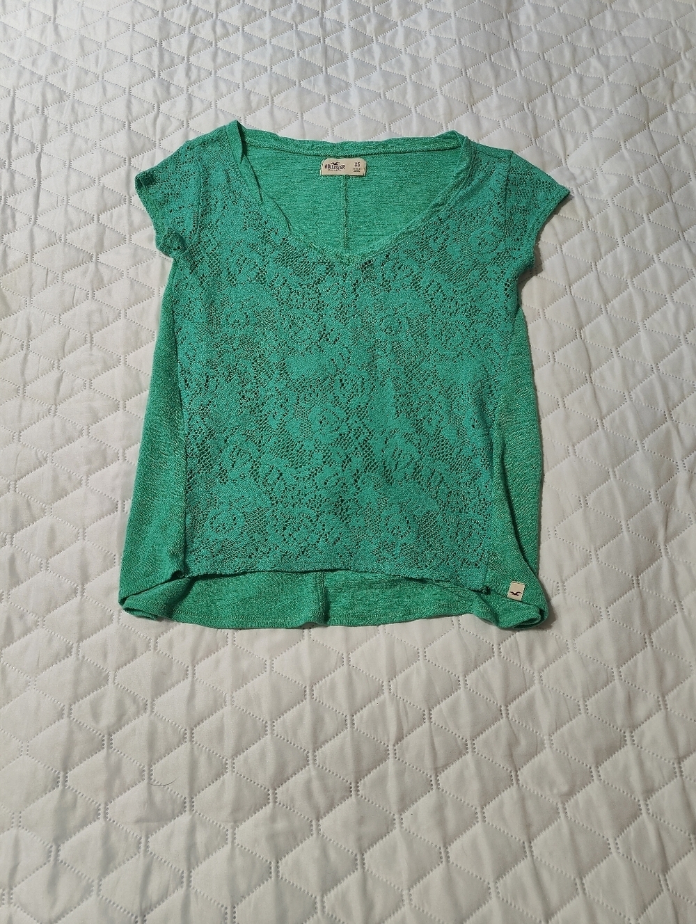 Hollister Green V-Neck Top for Women XS - Picture 2 of 4
